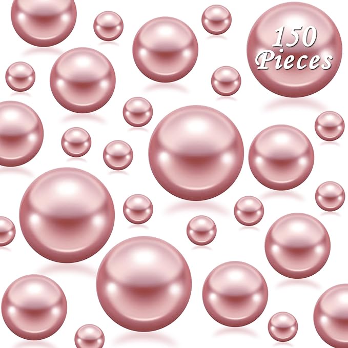 150Pcs Rose Gold Polished No Hole Faux Pearl Beads by Cusmation