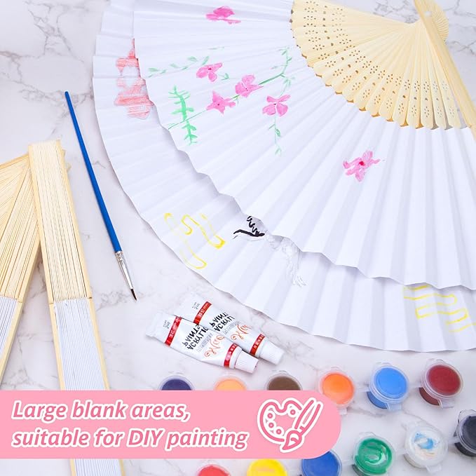 DomeStar 15 Pcs White Paper Fans Handheld – 8.3 Inch Foldable Hand Fan - Image 4