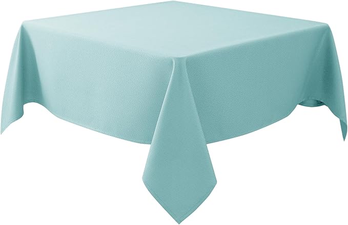 Biscaynebay Square Tablecloth 70x70 Inch-Auqa Blue Card Fabric Table by Biscaynebay