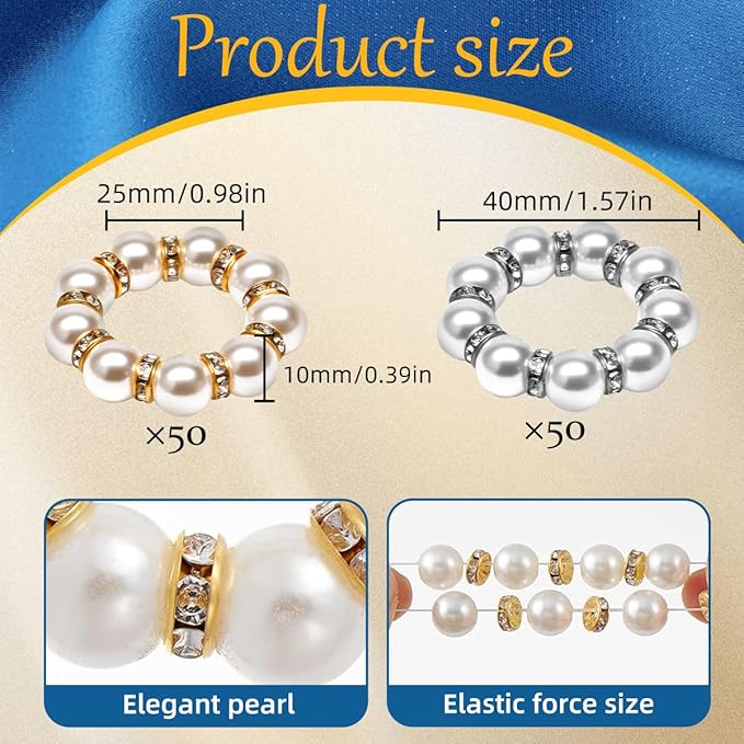 50Pcs Pearl Napkin Rings, Imitation Pearl Napkin Rings Holder, Disposable - Image 4