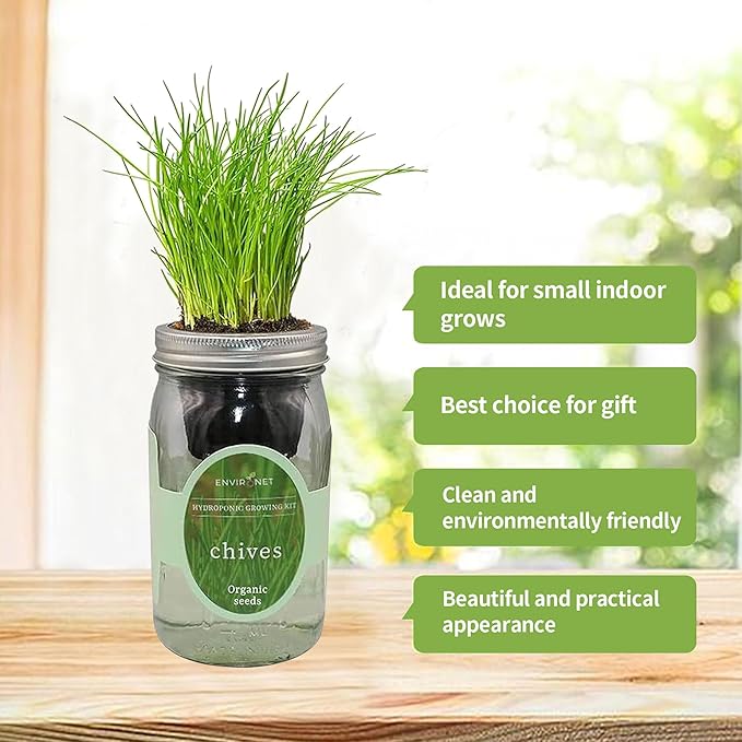 Hydroponic Herb Growing Kit, Self-Watering Mason Jar Herb Garden Starter Kit - Image 3