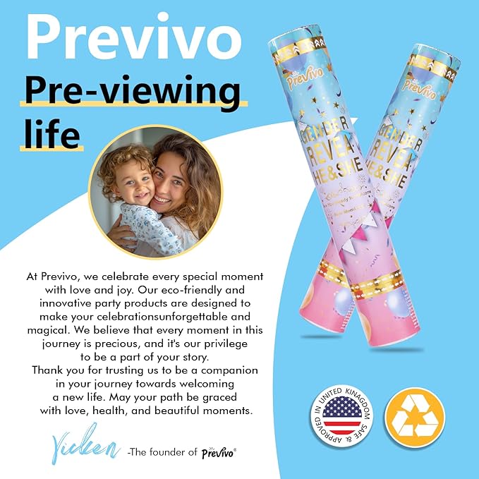 Previvo Gender Reveal Confetti Powder Cannon - Image 5
