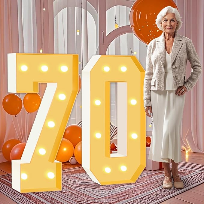 3FT Marquee Numbers 70, Large Light Up Numbers 60th Birthday Decorations by HITINO