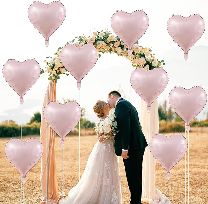 Baby Pink Heart Balloons, 18 Inch, Pastel Helium Foil - Image 7