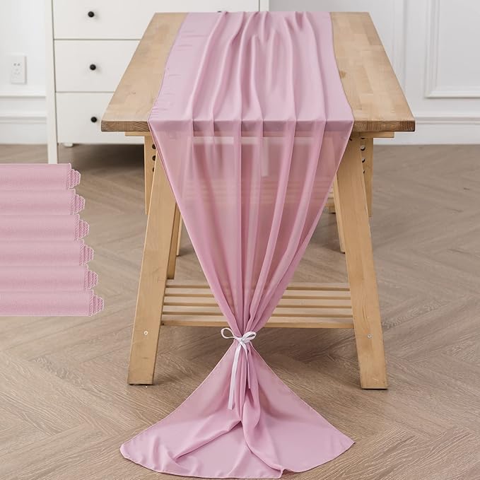 6Pack 9ft Chiffon Table Runner 14x108 Inch Sheer Romantic Table Runner - Image 6