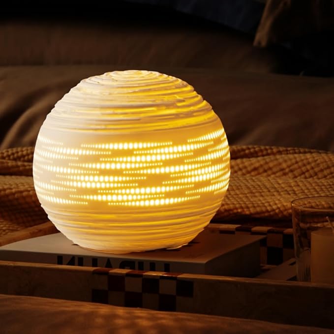 RONDURE 8.7" Modern Ceramic Table Lamp, Modern Bedside Lamps - Image 2