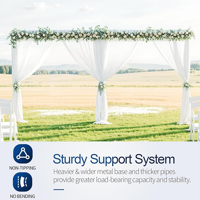 Pipe and Drape Backdrop Stand, 20x10ft Heavy Duty Adjustable Background Frame - Image 5