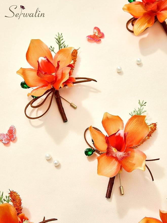 Serwalin 10Pcs Boutonniere for Men, Artificial Flowers for Wedding Decor Prom - Image 3
