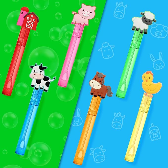 24 Farm Animal Party Favors Bubble Wands - Image 3
