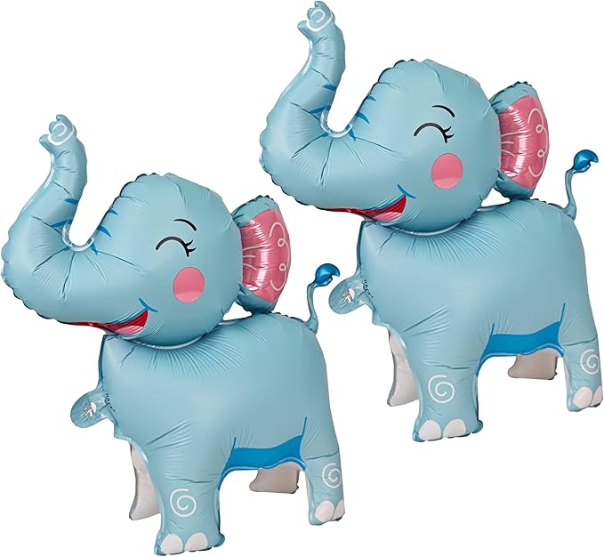 2PCS Matte self-standing elephant animal balloon 3D Jungle Large Elephant Foil by YOIOZAIZAI