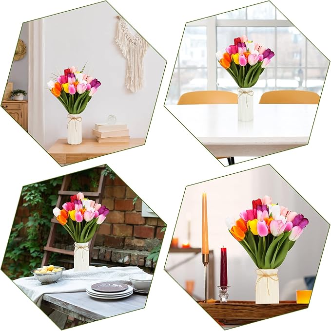 27pcs Colorful Artificial Flowers Tulips, Tulips - Image 7