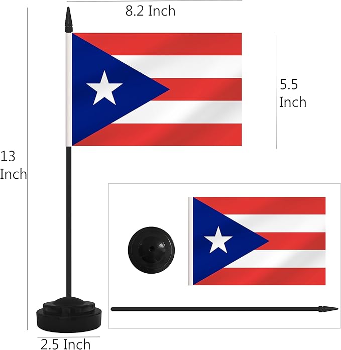2 Pack Puerto Rico Desk Flag Set, Puerto Rican Desktop Small Miniature Table - Image 2