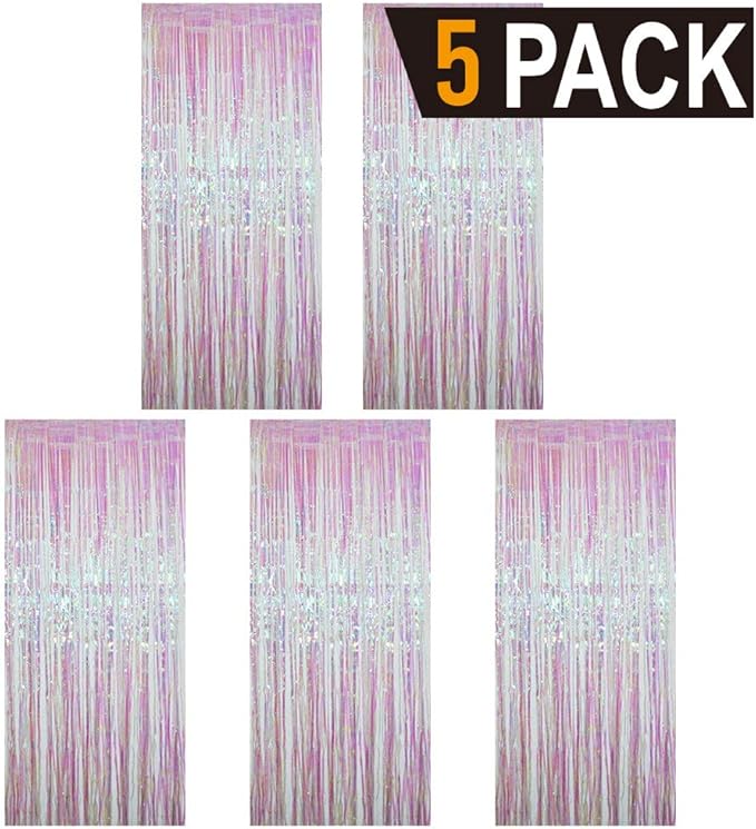 GOER 3.2 ft x 9.8 ft Metallic Tinsel Foil Fringe Curtains Party Photo Backdrop - Image 2