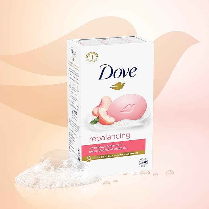 Dove Beauty Bar Soap Rebalancing White Peach & Rice Milk 6 Count - Image 4