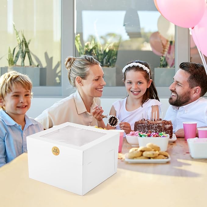 12Pcs Cake Boxes, Large White Disposable Tier Cake Containers - Image 5