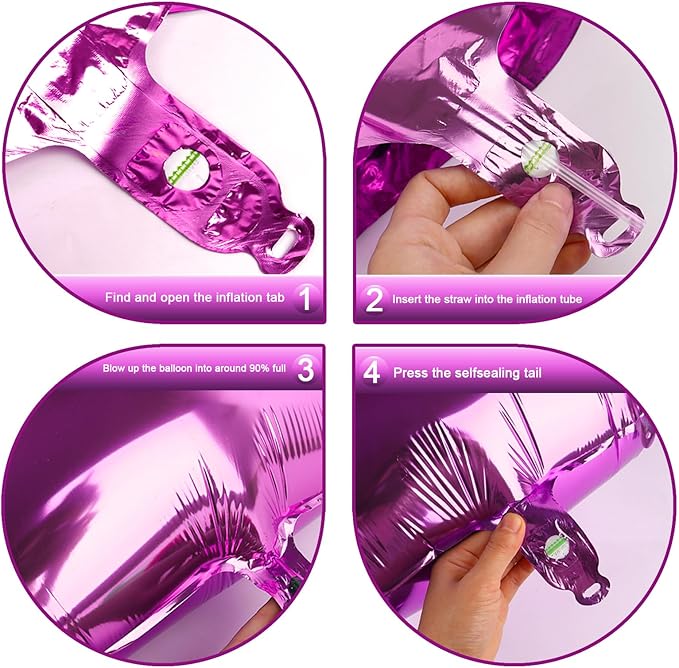 Digital Number 7 Rosy Purple Birthday Balloon 40 Inch, Foil Balloons - Image 2