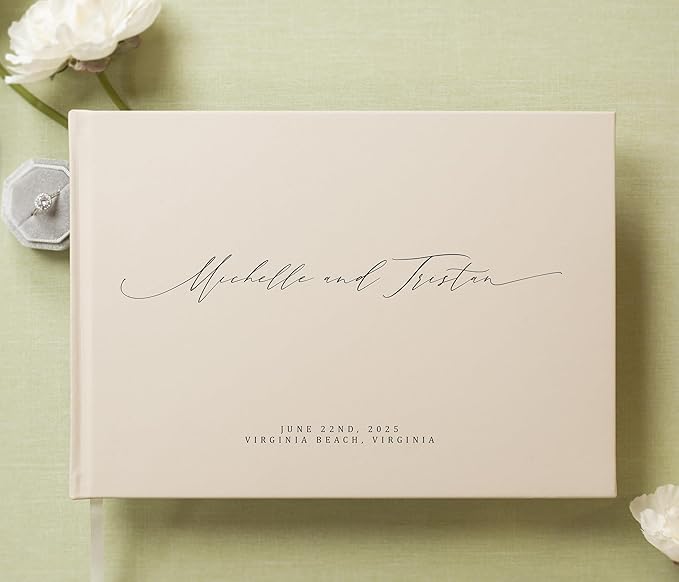 MUUJEE Personalized Guestbook in Oats- Premium Custom Modern Guest Book - Image 2
