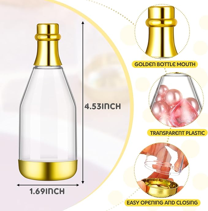 Cunhill 18 Pieces Mini Champagne Bottles Container Bulk Plastic Small Champagne - Image 2