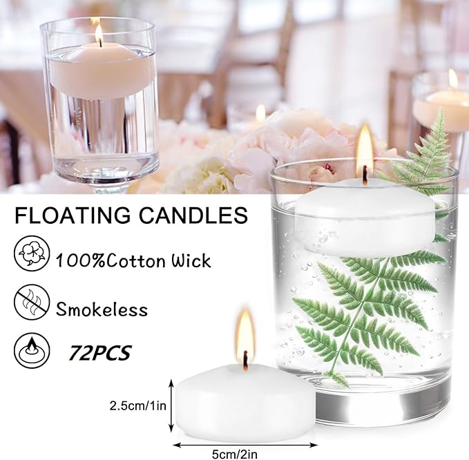72 Floating Candles, Smoke-Free and odorless, Burning continuously - Image 3