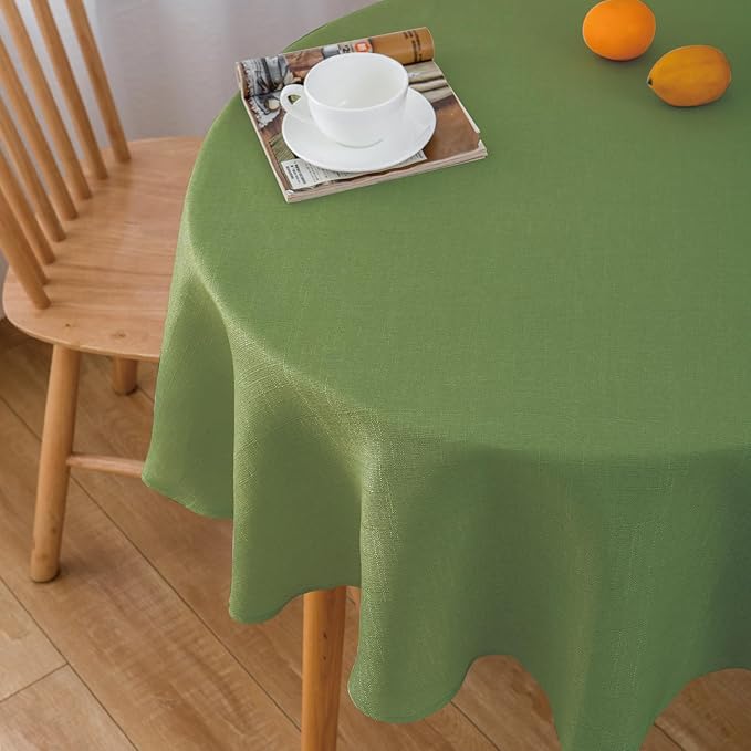 NLMUVW Round Table Cloth 36 Inch, Olive Green Linen Tablecloth Rustic Small by NLMUVW
