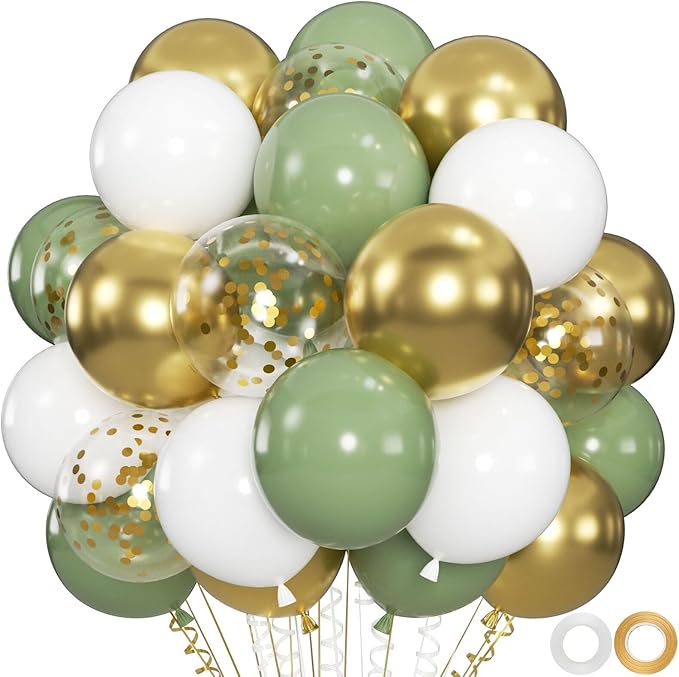 100pcs Sage Green & Gold Balloons Kit by OWPFJG