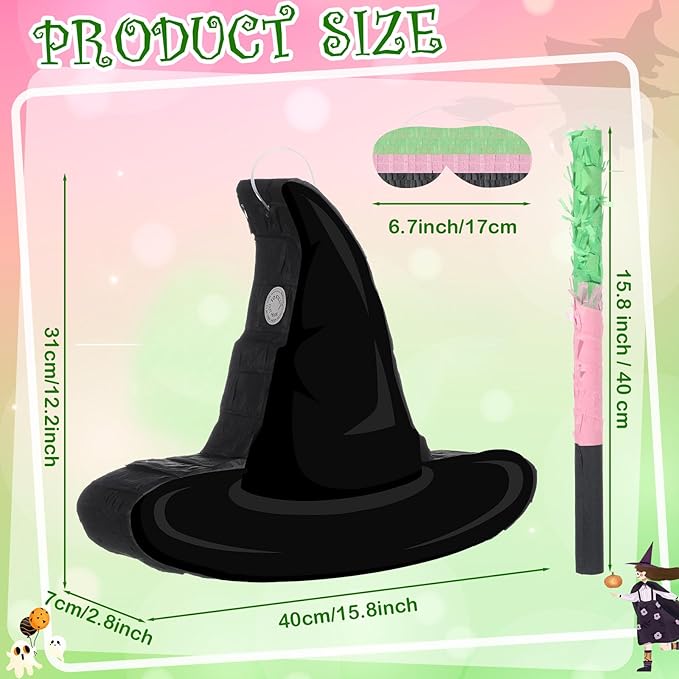 Kasyat Witch Hat Piñata Party Game Set Halloween Theme Piñata - Image 2