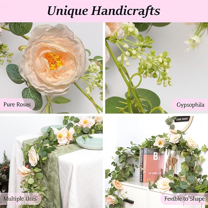 2Pcs Total 13 feet Eucalyptus Flower Garland - Image 2