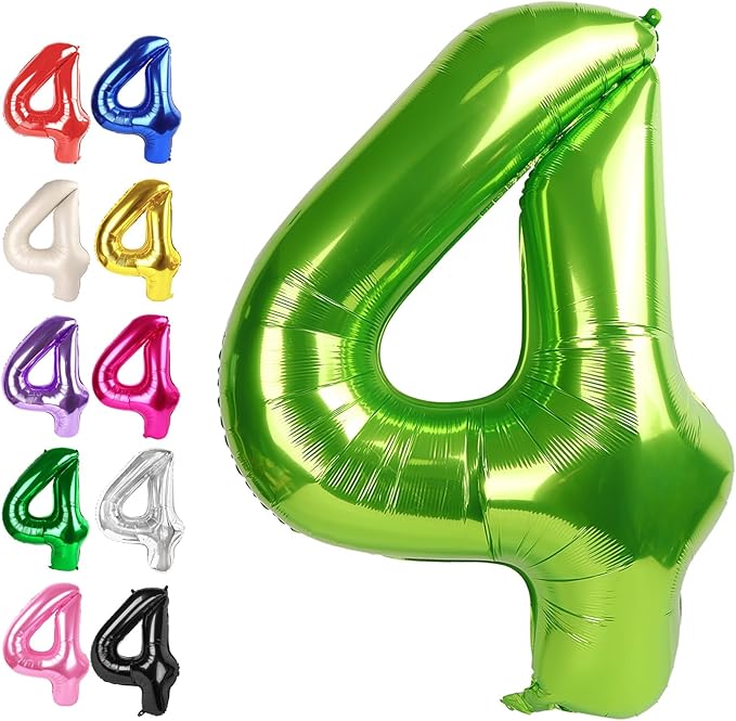 40 Inch Light Green Large Number 4 Balloons, Giant Foil Number Four 14 24 34 40 by Upgesy