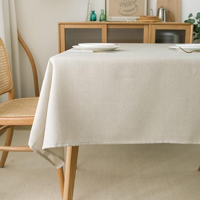 NLMUVW Iovry Linen Tablecloth for Rectangle, Rustic Textured Table Cloth Water by NLMUVW