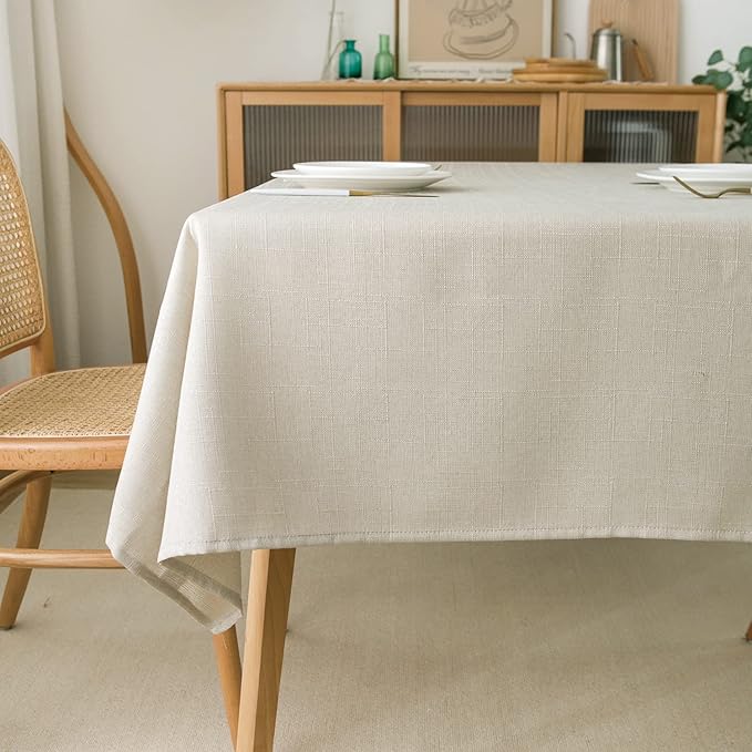 NLMUVW Linen Tablecloth for Rectangle Table 120 Inch, Textured Table Cloth 8 FT by NLMUVW