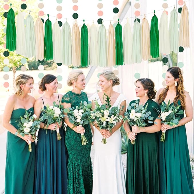 Olive-Sage Green Champagne-Gold Party Decorations - Image 7