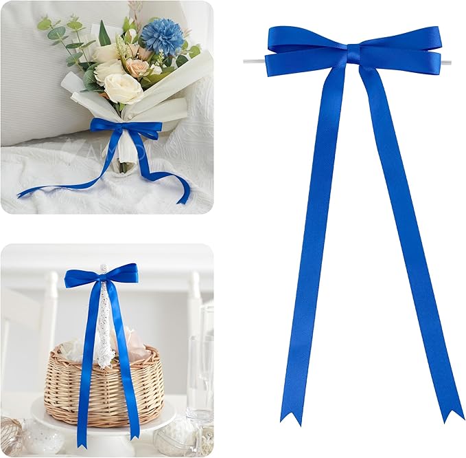 AIMUDI Royal Blue Bows 5 × 10" Satin Bows by AIMUDI