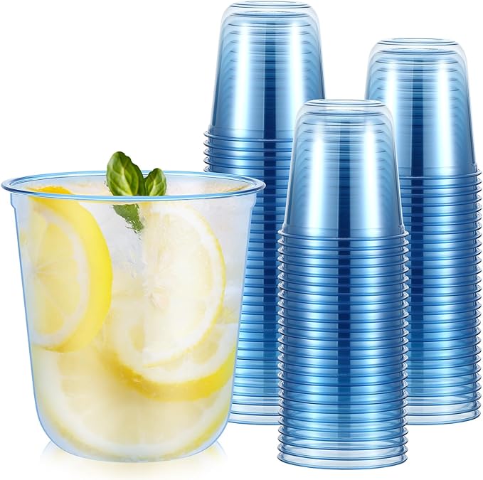 50 Pcs Disposable Stemless Glasses 12oz Crystal Plastic Wine Glasses Clear by Ziliny