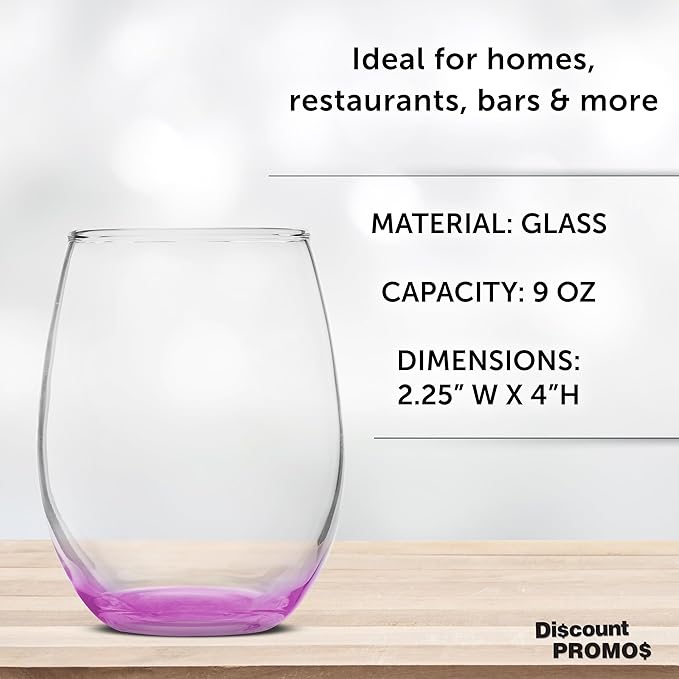 DISCOUNT PROMOS Stemless Wine Glass 9 oz. Set of 10, Bulk Pack - Image 4