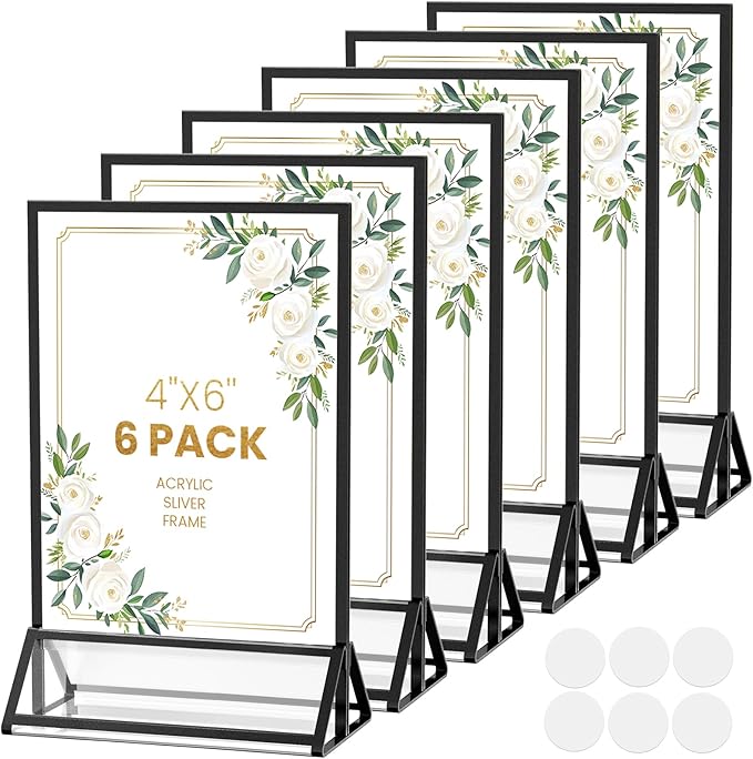 Acrylic Sign Holder 4X6 Black Picture Frame Double-Sided Acrylic Frames by displayyourphotosbrochuresmenusartworkadvertisementsetc