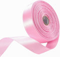1" x 50 Yards Pink Satin Ribbon Single Faced Fabric Ribbons by Oakarbo