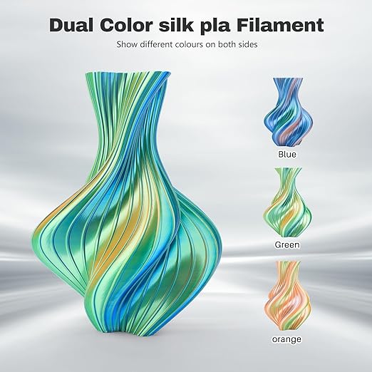 Silk PLA Filament 1.75mm Blue Orange Green Triple Color PLA 3D Printer Filament - Image 2