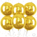 Gold Giant 4D Foil Balloons, Saxuxu 6Pcs Large Metallic Gold Round Balloons by Saxuxu
