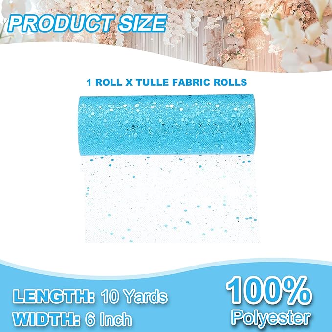 PATIKIL Tulle Fabric Rolls, 6 Inch by 10 Yards Fabric Spool Tulle Sparkling - Image 2