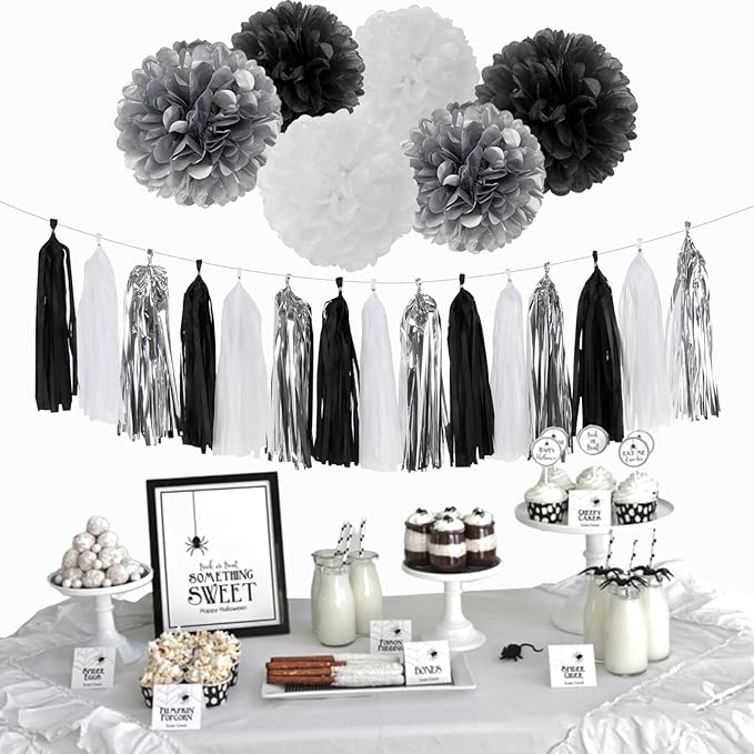Black White Silver Party-Decorations Streamers - Image 4