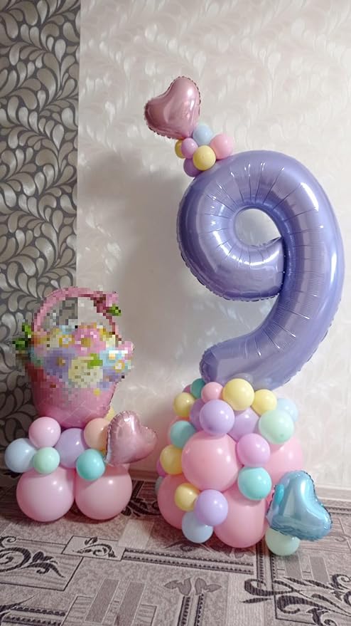 40 Inch Big Lavender 9 Balloon Number, Jumbo Giant Happy 9th 19 29 39 49 99 - Image 4