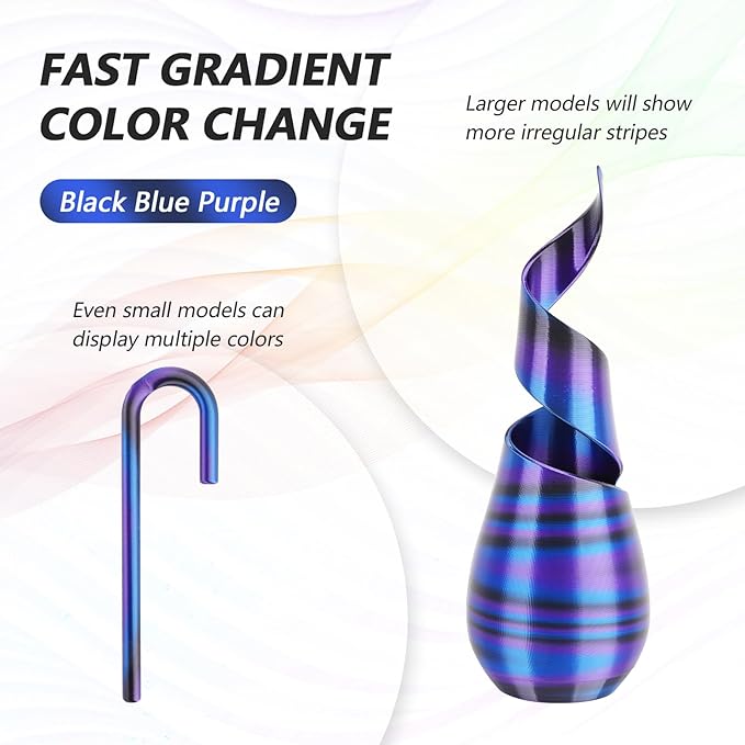 AMOLEN Silk PLA 3D Printer Filament, Shiny Multicolor Rainbow PLA Filament - Image 3