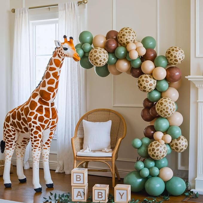 Jungle Balloons, 12 Inch Green and Brown Balloons, Sage Green Brown Apricot - Image 6