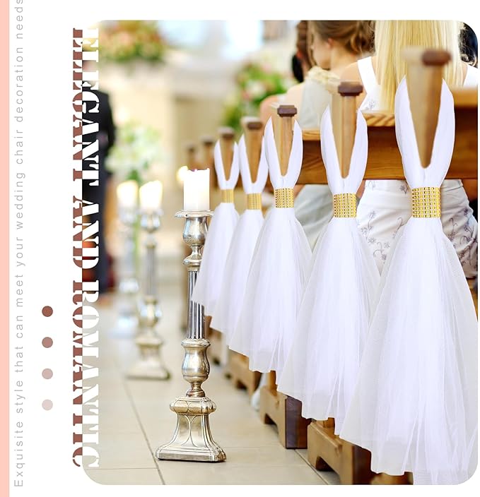 24 Set Wedding Aisle Chair Decorations 31.5 Inch Pew Bows - Image 3