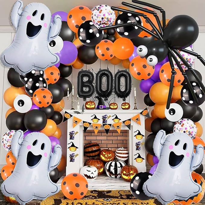 9 Pcs Halloween Balloons White Ghosts Balloons Halloween Foil Balloon - Image 3