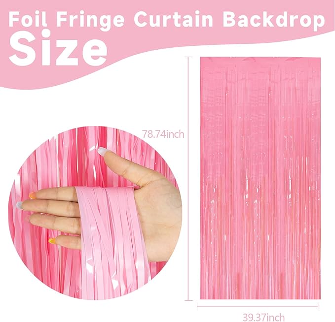 10 Pack Pastel Pink Streamers Party Decorations Party Backdrop Foil Fringe - Image 2