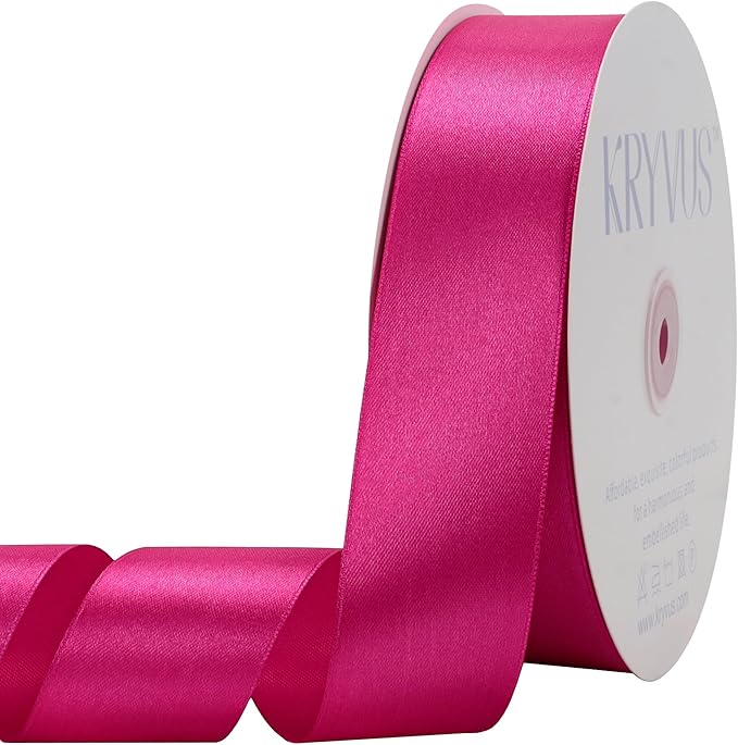 Rose Red Satin Ribbon 1-1/2 inch X Continuous 100 Yards, Single Face Polyester by Kryvusribbon