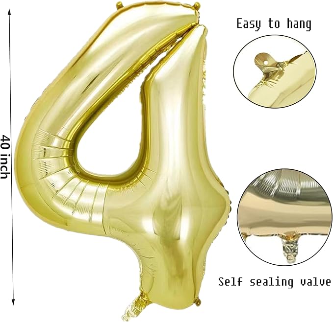 40 Inch Numbers 4 Light Gold Large Balloon Digital 4 - Image 2