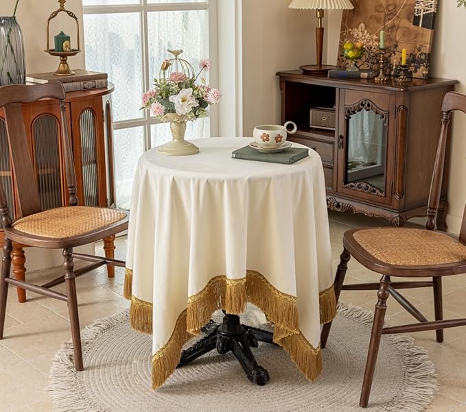 F-CHU White Tablecloth Thickset Velvet Tablecloth - Image 2