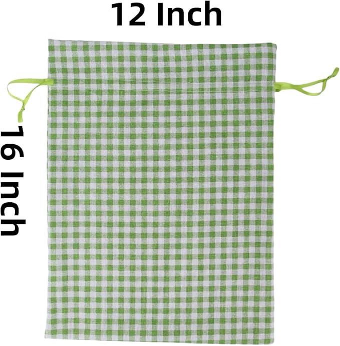 Meseey 5 Pcs Large Buffalo Plaid Burlap Bags - Image 2